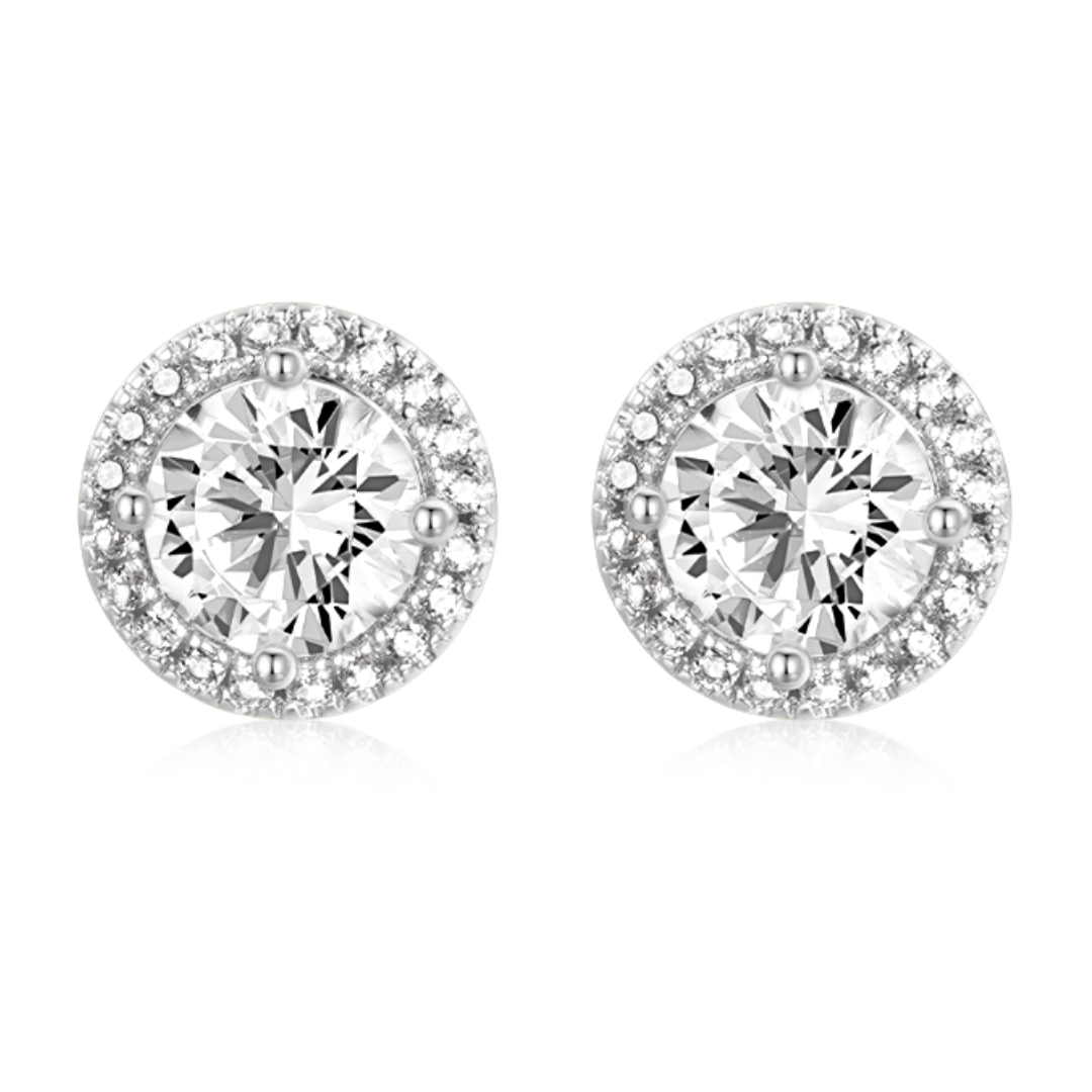 Aretes con Halo 1.00ct de Moissanitas GRA
