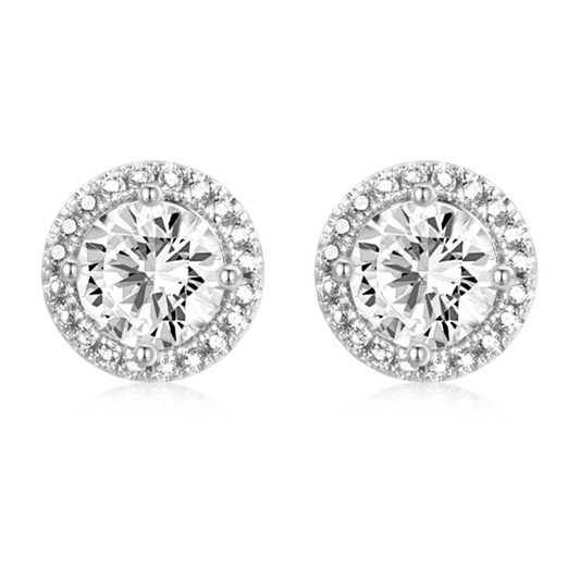 Aretes con Halo 1.00ct de Moissanitas GRA