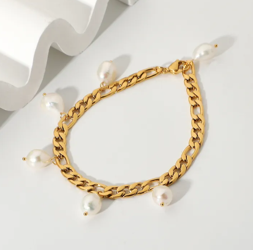 Pulsera Figaro Perlas