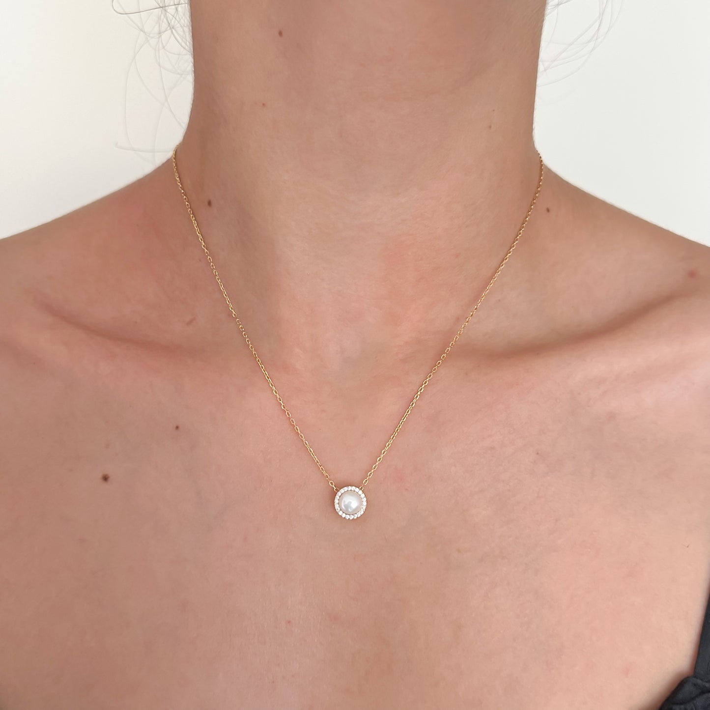 Collar Perla con Halo s925