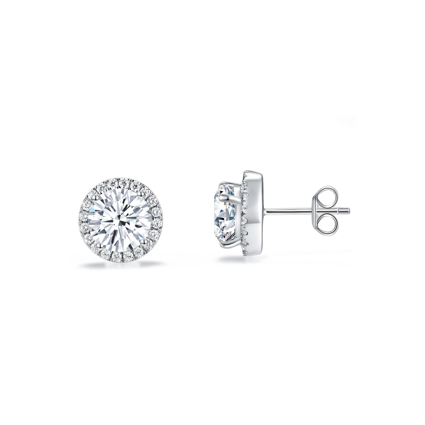Aretes con Halo 1.00ct de Moissanitas GRA