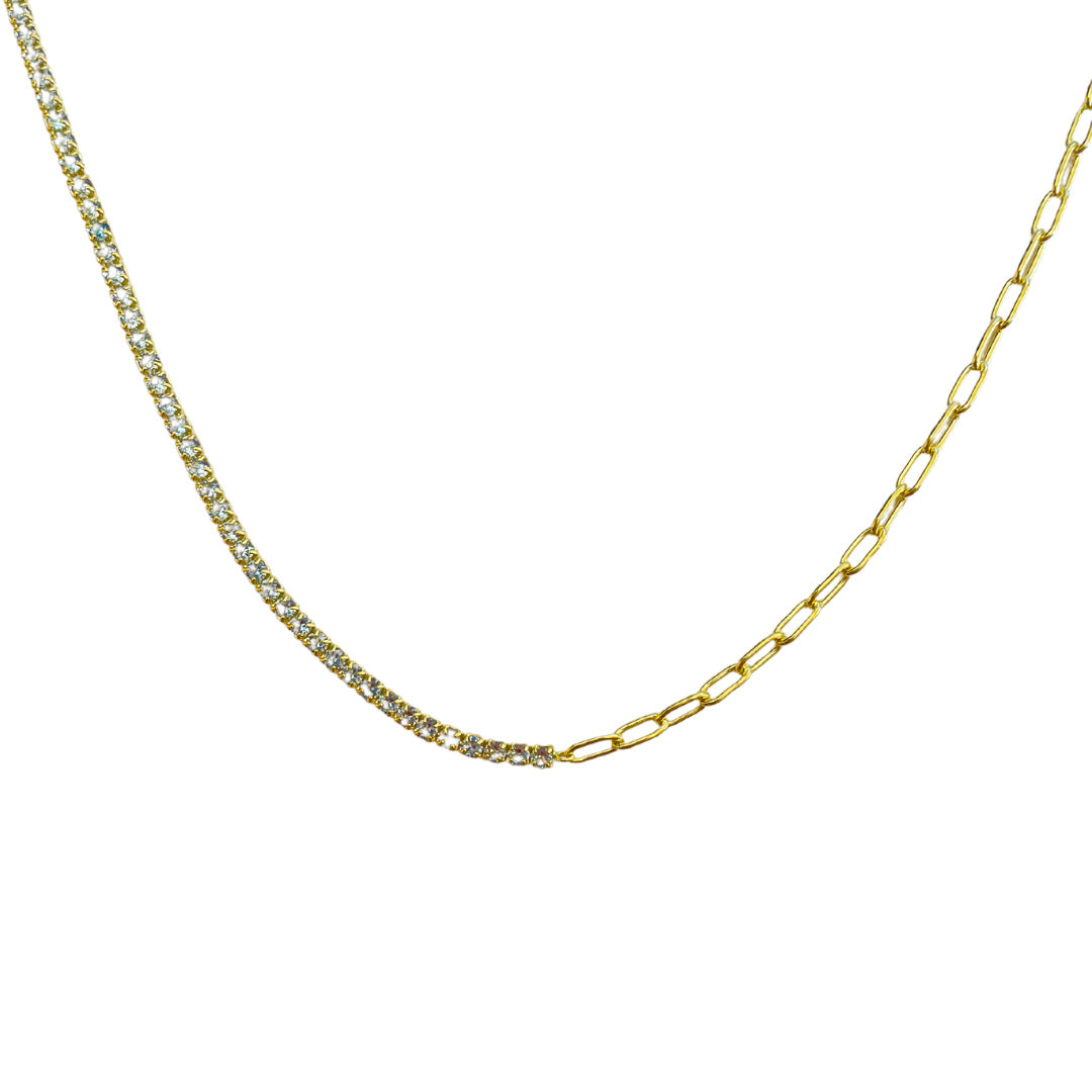 Half cz Tennis necklace s925