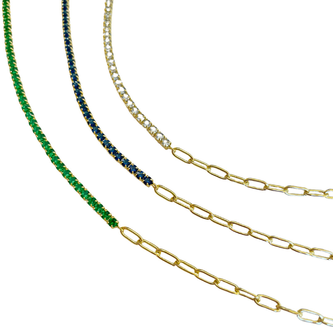 Half cz Tennis necklace s925