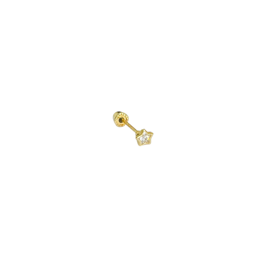 Broquel estrella de zirconia Oro 10kt