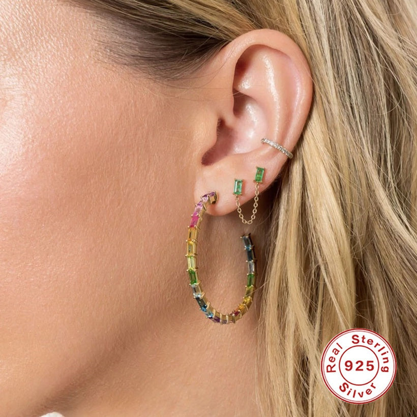 Arete doble Baguette s925