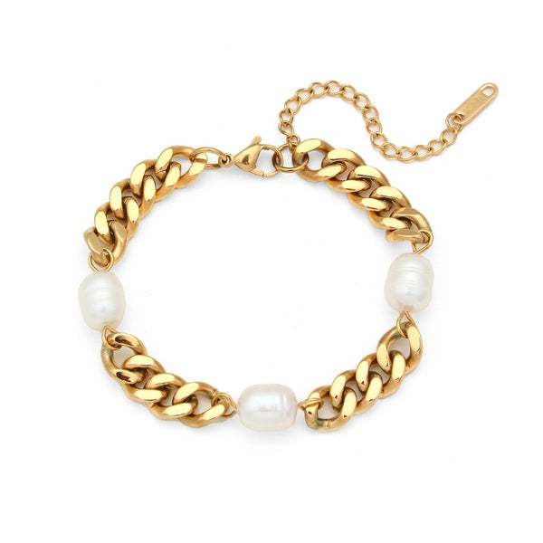 Pulsera barbada con perlas