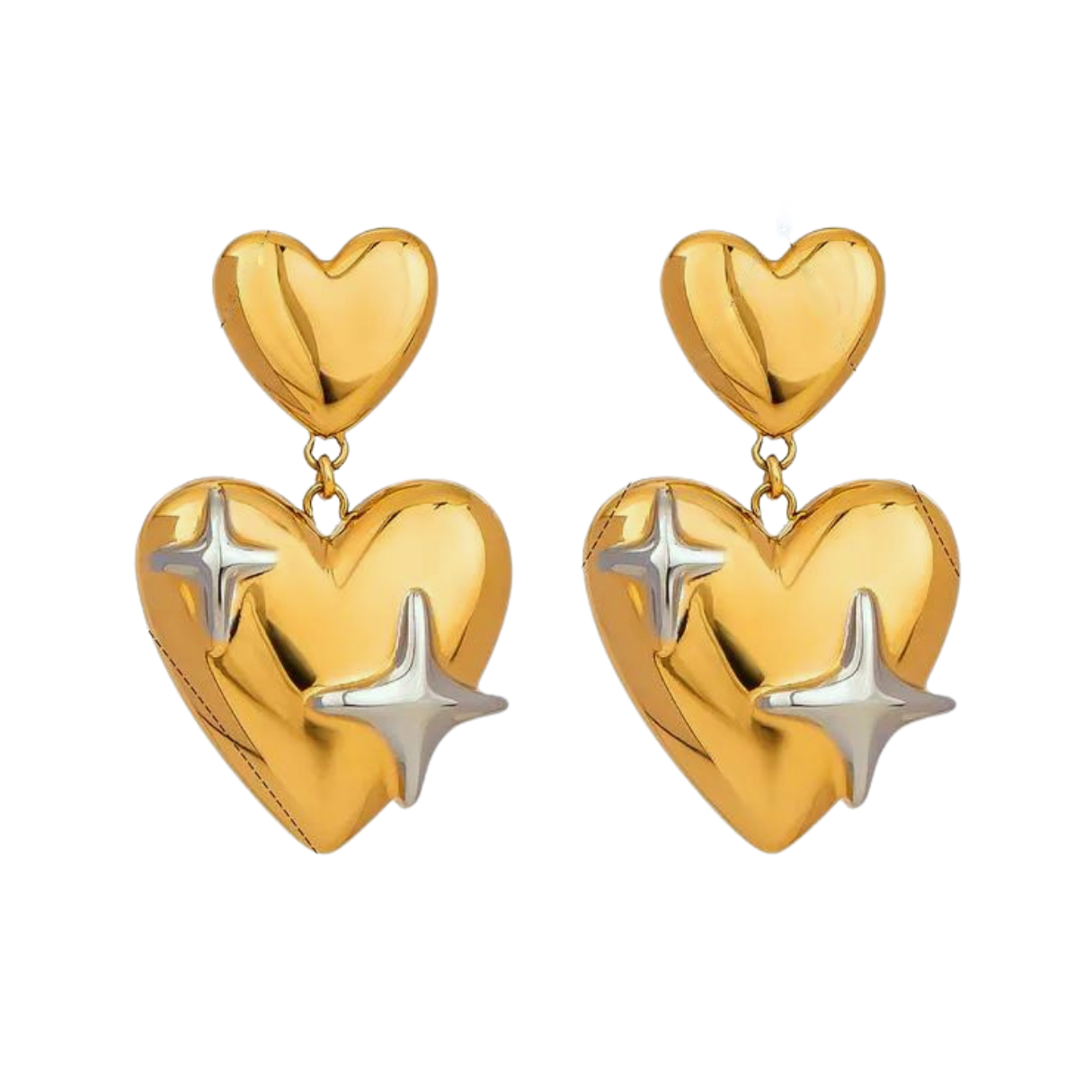 Aretes Corazones bitono