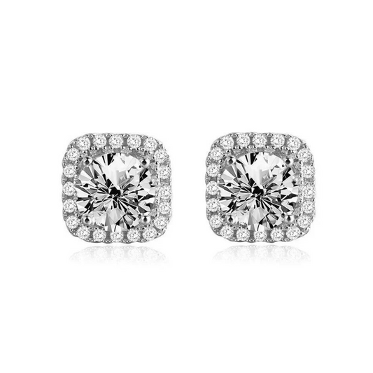Aretes Cushion con Halo 0.50ct de Moissanitas GRA