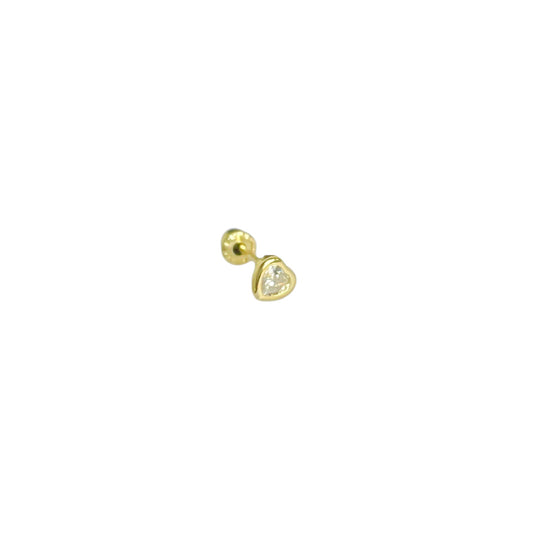 Broquel corazón de zirconia Oro 10kt