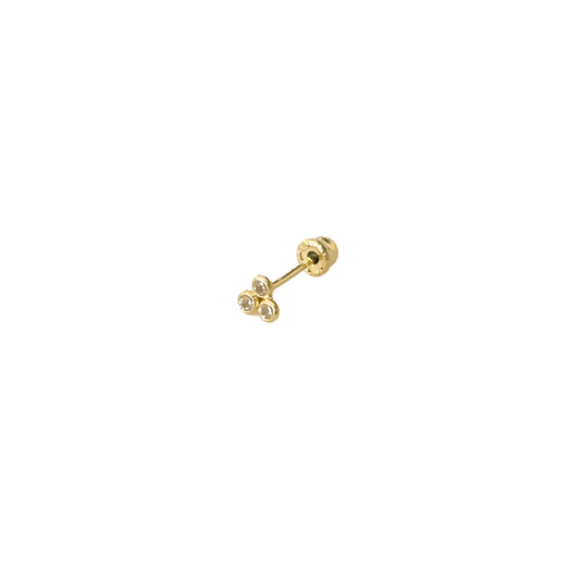 Broquel 3 zirconias Oro 10kt