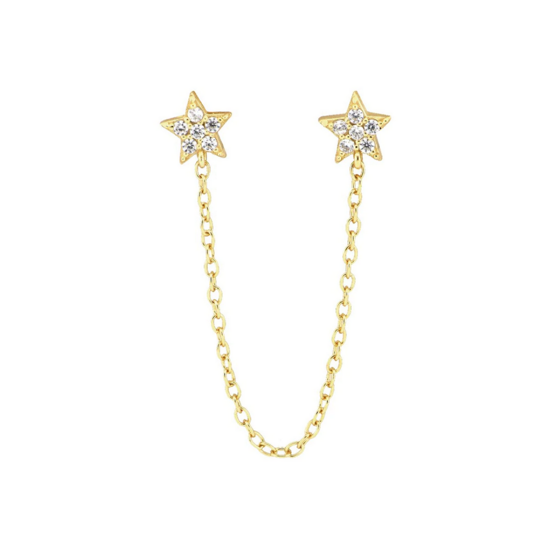 Piercing doble - estrella con cadena S925
