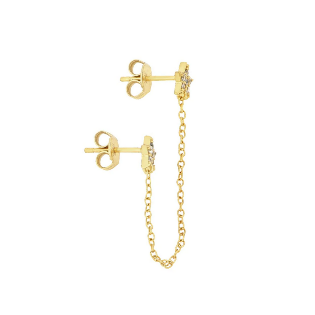 Piercing doble - estrella con cadena S925