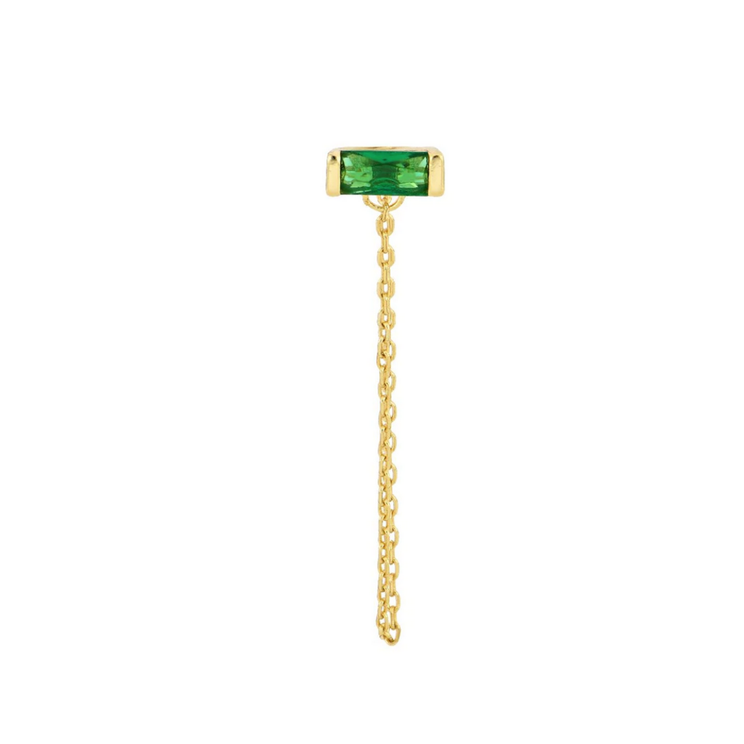 Piercing zirconia verde con cadena S925