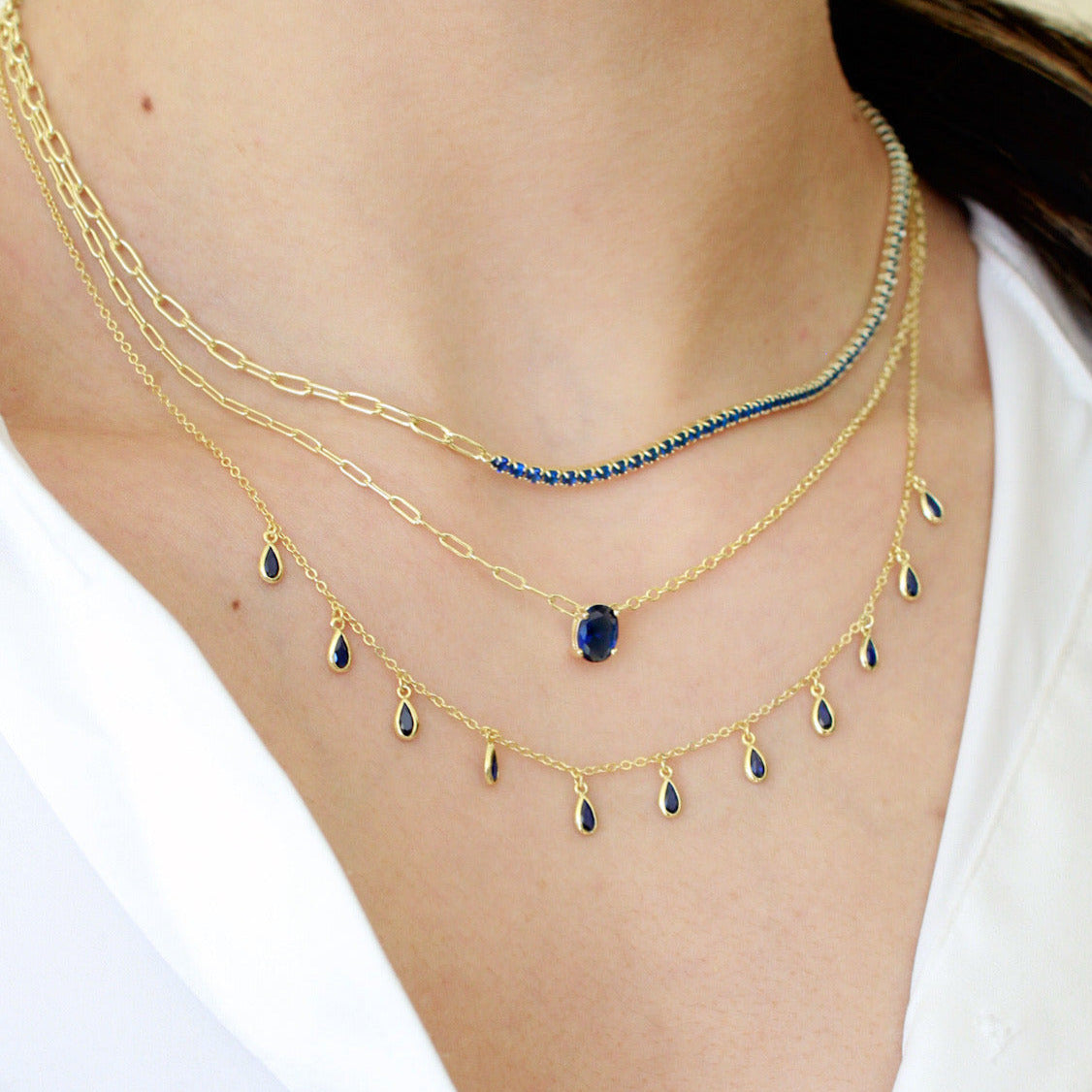 Half cz Tennis necklace s925