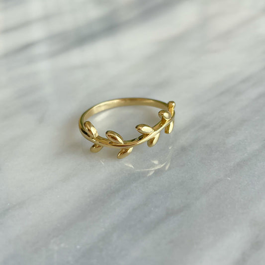 Anillo Hojitas Oro 10kt