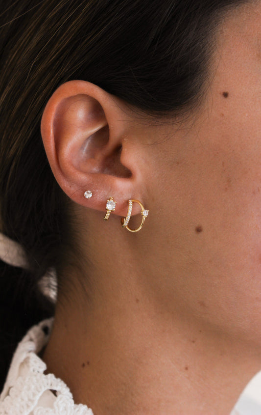 Aretes Doble con Zirconias s925