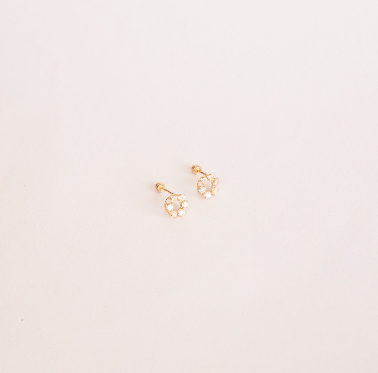 Broquel Flor Zirconia Oro 10kt