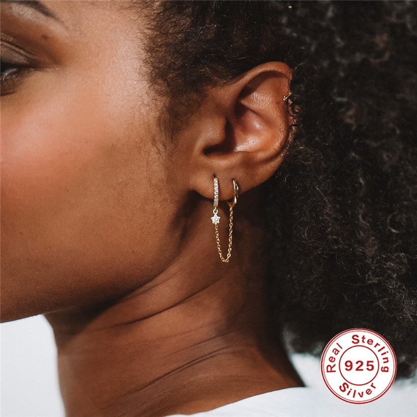 Hoop doble estrella s925